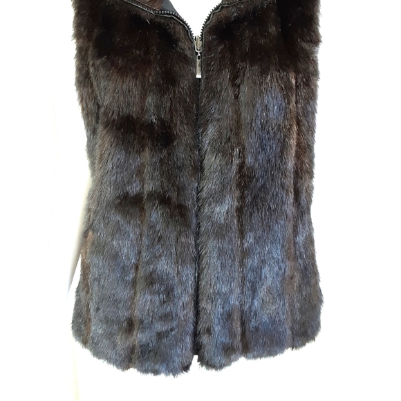 MINK FAUX FUR REVERSIBLE VEST SZ M - Picture 2 of 9